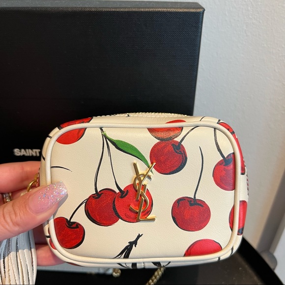 Saint Laurent baby lou cherry print leather micro crossbody bag - Picture 6 of 13